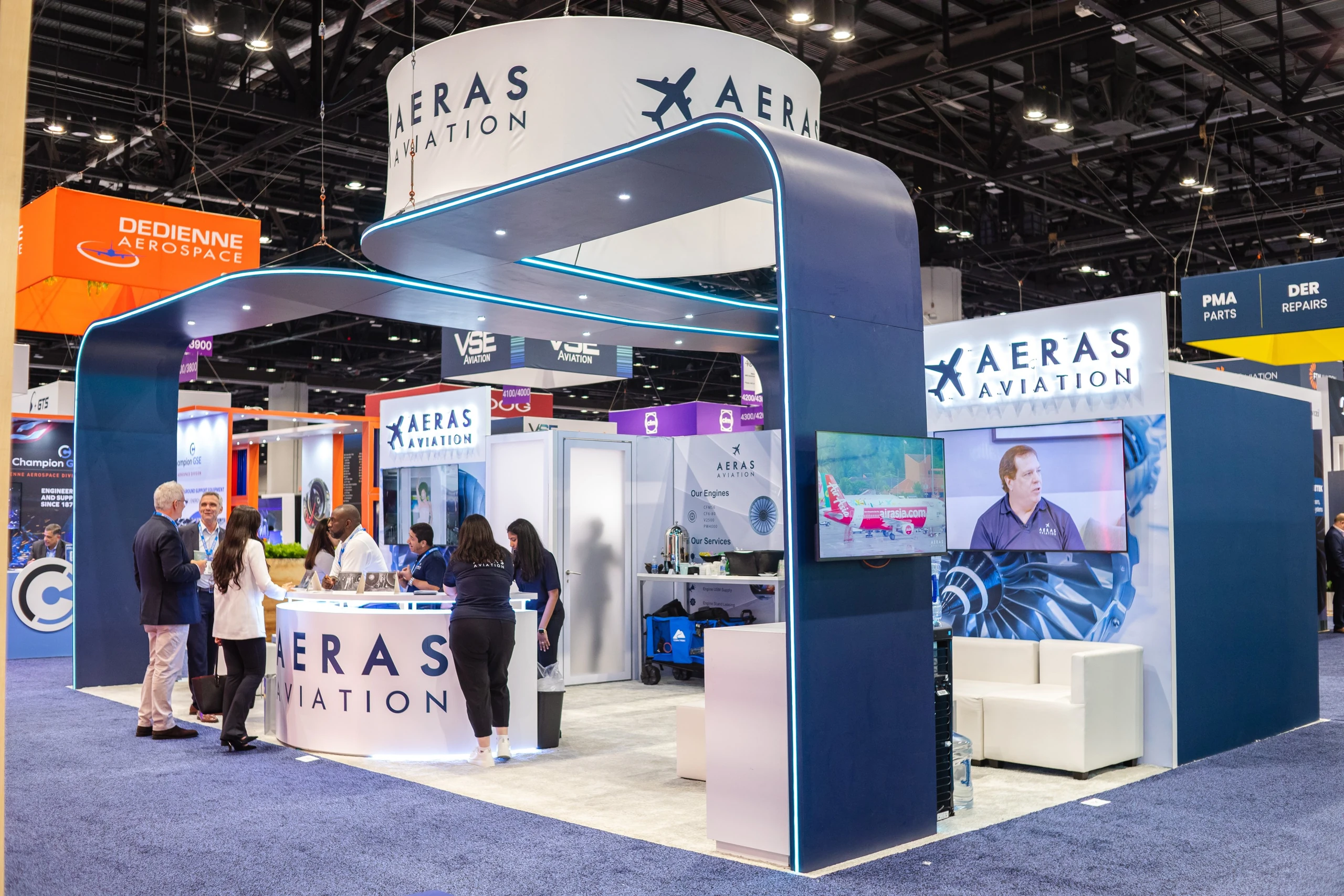 Aeras Aviation show floor — full booth view